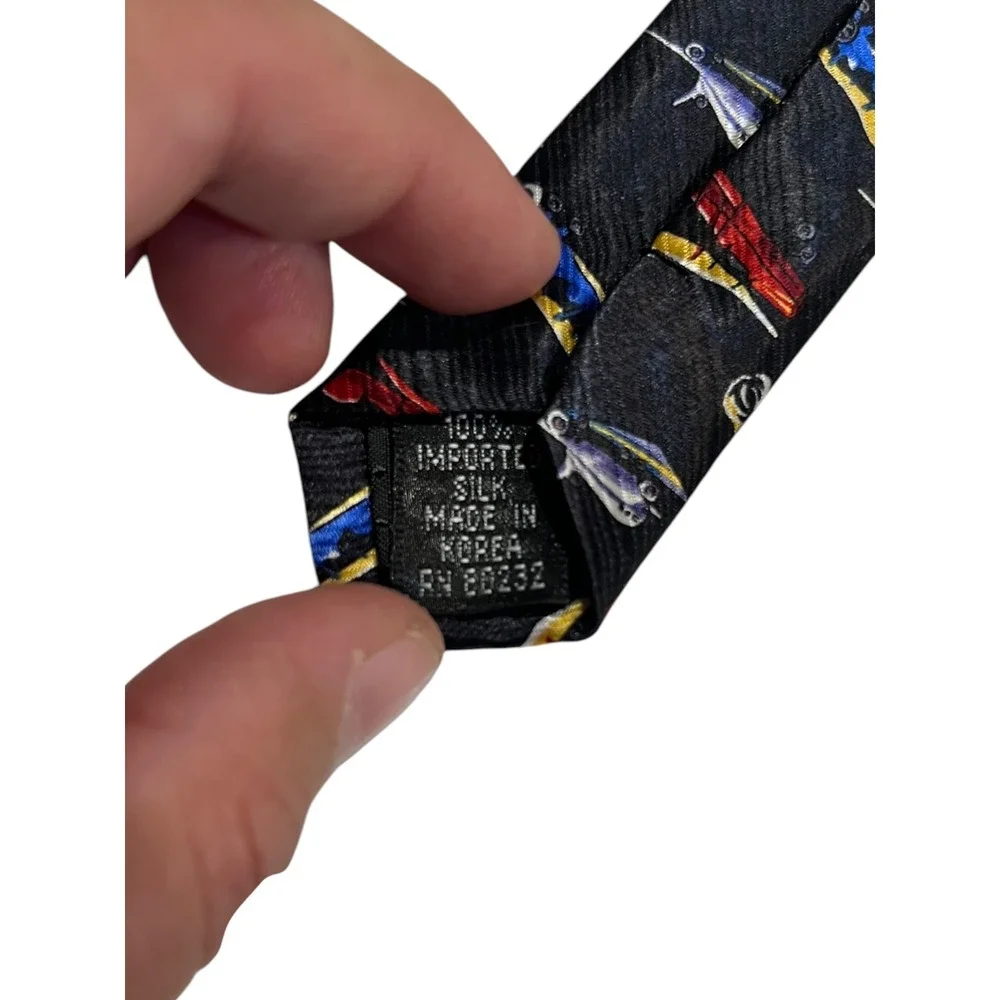 100% Silk Navy Airplane Novelty Tie Boy's 50 inch Length Brand New‎